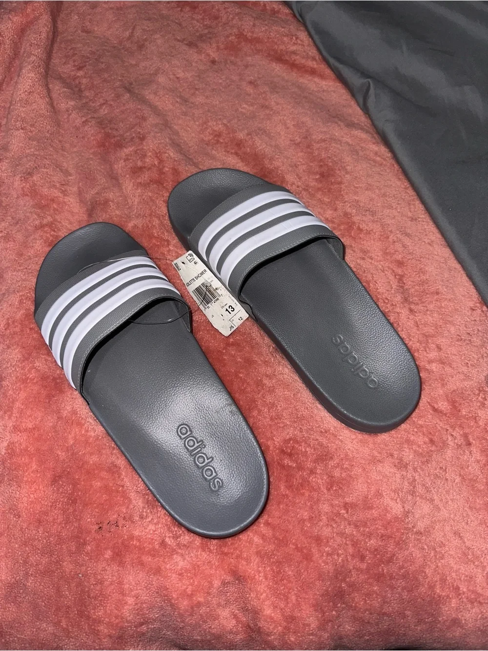 Adidas Women's Gray/White Adilette Slide Sandals